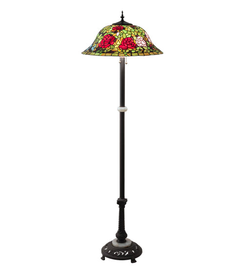 Meyda Tiffany Lighting 27821 Tiffany Rosebush Three Light Floor Lamp Lamp Bronze / Dark