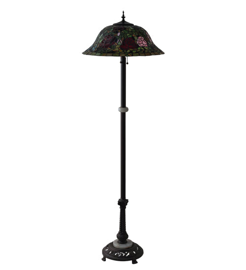 Meyda Tiffany Lighting 27821 Tiffany Rosebush Three Light Floor Lamp Lamp Bronze / Dark