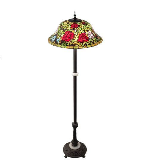 Meyda Tiffany Lighting 27821 Tiffany Rosebush Three Light Floor Lamp Lamp Bronze / Dark