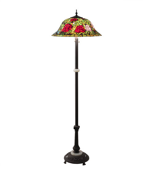 Meyda Tiffany Lighting 27821 Tiffany Rosebush Three Light Floor Lamp Lamp Bronze / Dark