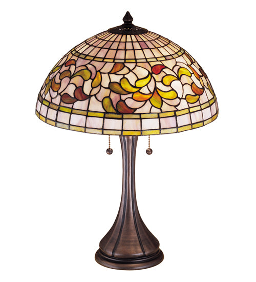 Meyda Tiffany Lighting 27824 Tiffany Turning Leaf Two Light Table Lamp Lamp Bronze / Dark