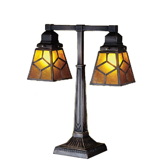 Meyda Tiffany Lighting 27879 Diamond Craftsman Two Light Table Lamp Lamp Bronze / Dark