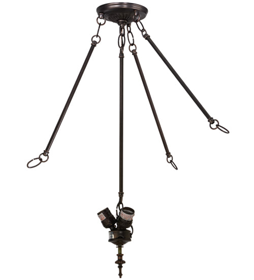 Meyda Tiffany Lighting 28167 Cambridge Three Light Inverted Pendant Hardware Utility Light Bronze / Dark