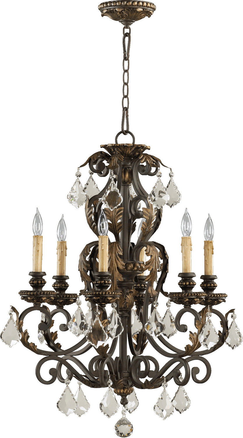 Quorum Rio Salado 6157-6-44 Chandelier Light - Toasted Sienna With Mystic Silver
