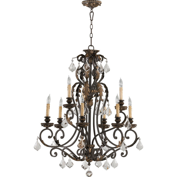 Quorum Rio Salado 6157-9-44 Chandelier Light - Toasted Sienna With Mystic Silver