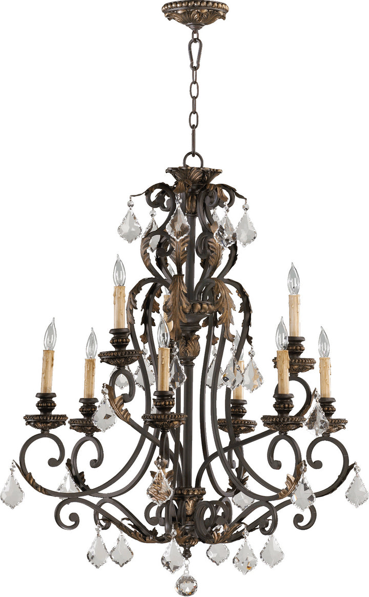 Quorum Rio Salado 6157-9-44 Chandelier Light - Toasted Sienna With Mystic Silver