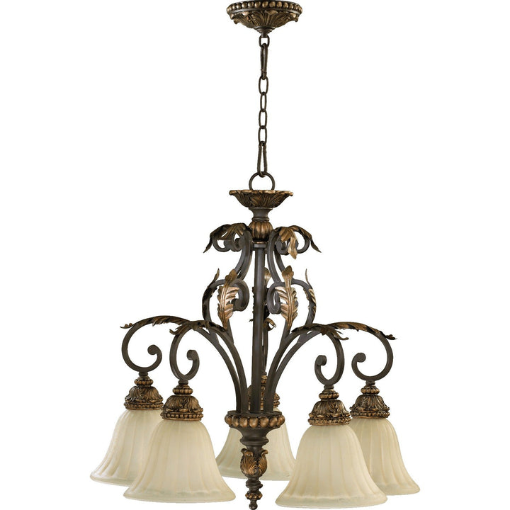 Quorum Rio Salado 6457-5-44 Chandelier Light - Toasted Sienna With Mystic Silver