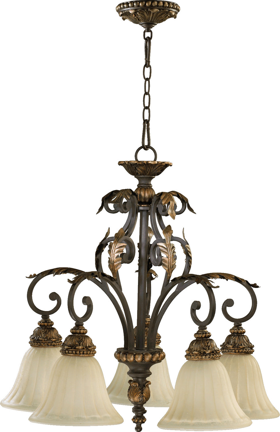 Quorum Rio Salado 6457-5-44 Chandelier Light - Toasted Sienna With Mystic Silver