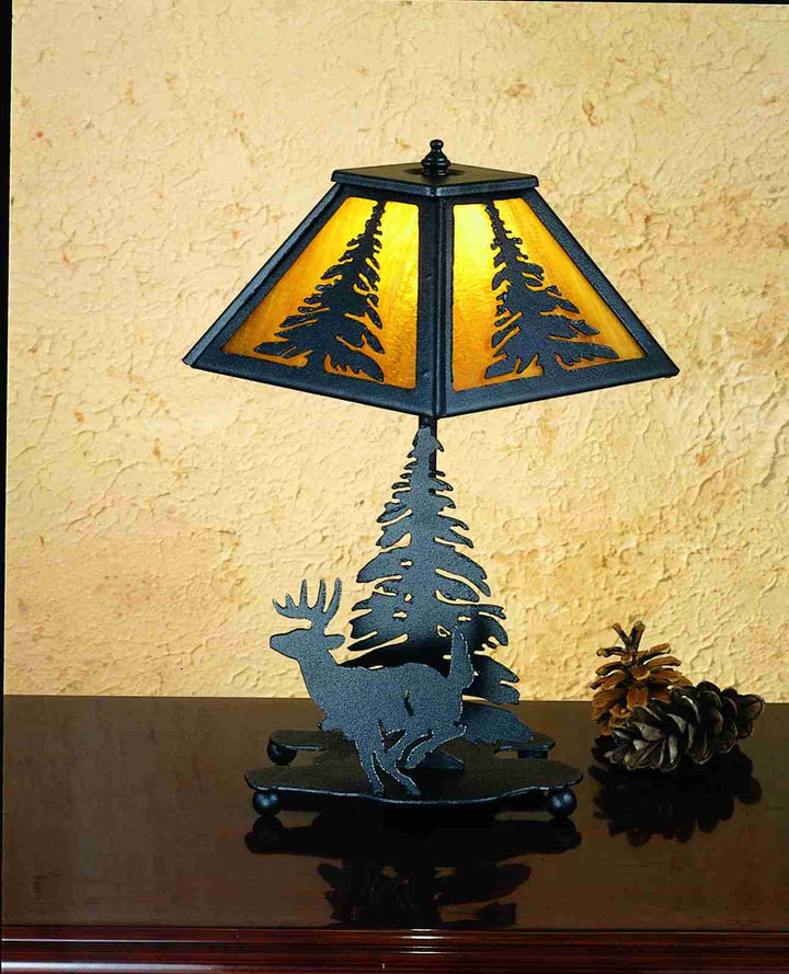 Meyda Tiffany Lighting 28273 Lone Deer One Light Table Lamp Lamp Black