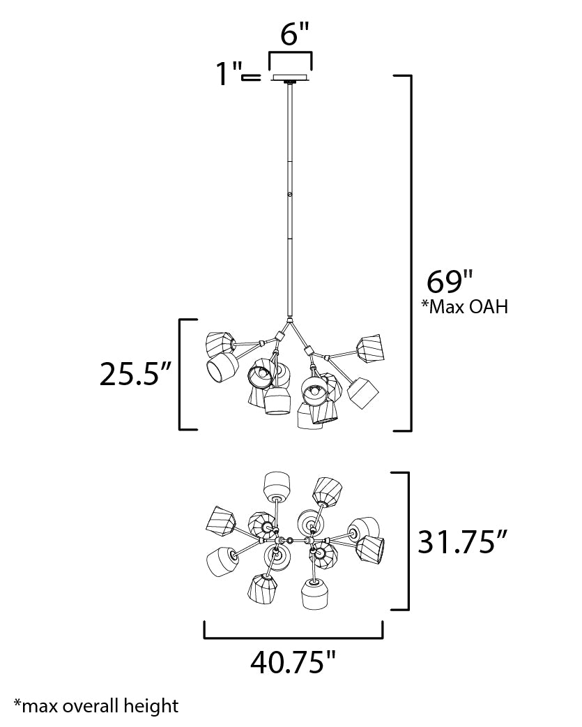 Maxim Akimbo 28278DBZAB Chandelier Light - Dark Bronze/Antique Brass