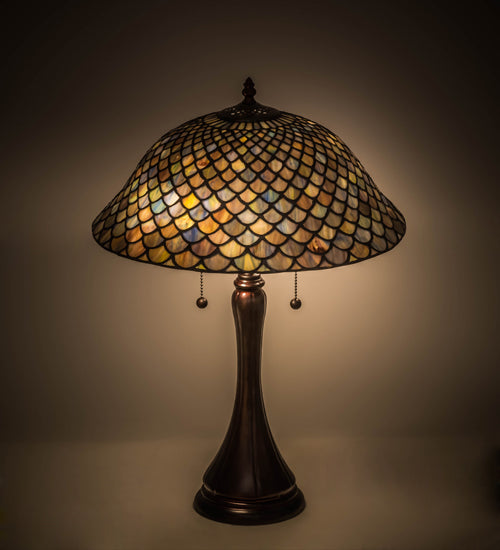 Meyda Tiffany Lighting 28369 Tiffany Fishscale Two Light Table Lamp Lamp Bronze / Dark