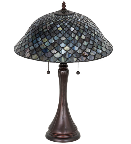 Meyda Tiffany Lighting 28369 Tiffany Fishscale Two Light Table Lamp Lamp Bronze / Dark