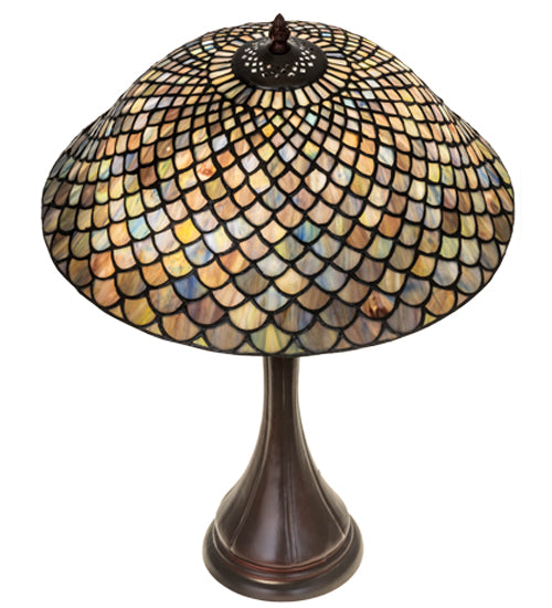 Meyda Tiffany Lighting 28369 Tiffany Fishscale Two Light Table Lamp Lamp Bronze / Dark