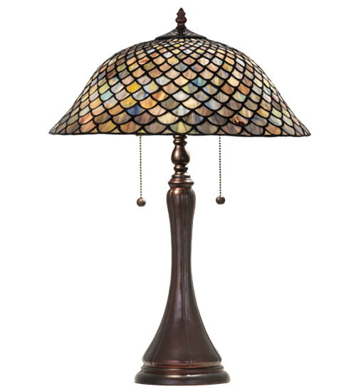 Meyda Tiffany Lighting 28369 Tiffany Fishscale Two Light Table Lamp Lamp Bronze / Dark