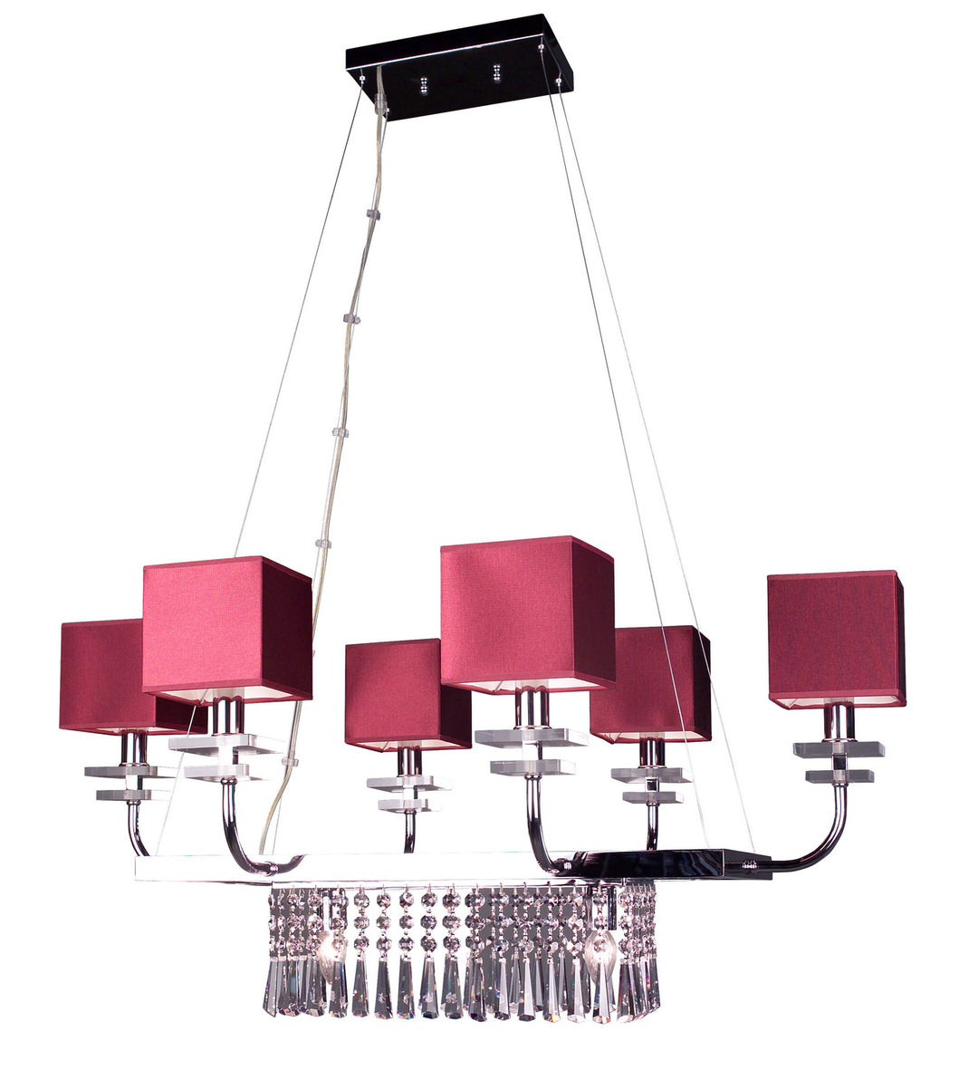 Classic Quadrille 1936 BUR CPP Chandelier Light - Burgundy