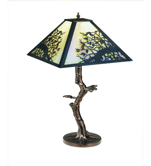 Meyda Tiffany Lighting 28446 Apple Blossom One Light Table Lamp Lamp Bronze / Dark