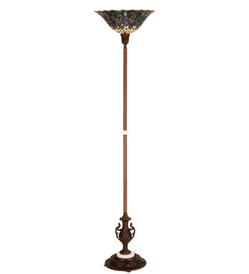 Meyda Tiffany Lighting 28505 Tiffany Peacock Feather One Light Torchiere Lamp Bronze / Dark