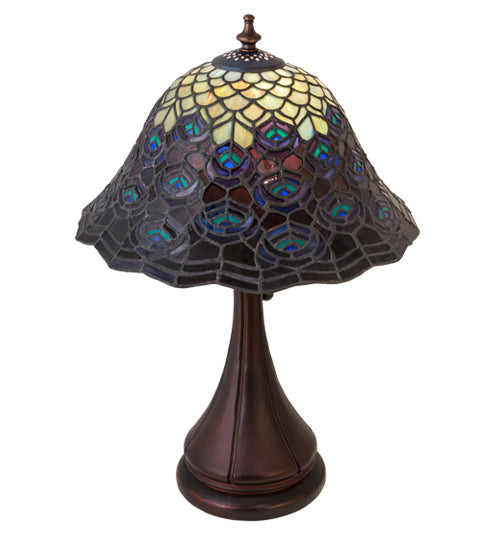 Meyda Tiffany Lighting 28568 Tiffany Peacock Feather One Light Accent Lamp Lamp Bronze / Dark