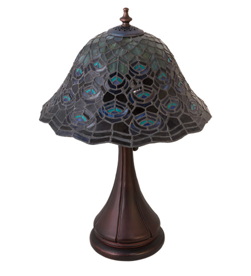 Meyda Tiffany Lighting 28568 Tiffany Peacock Feather One Light Accent Lamp Lamp Bronze / Dark