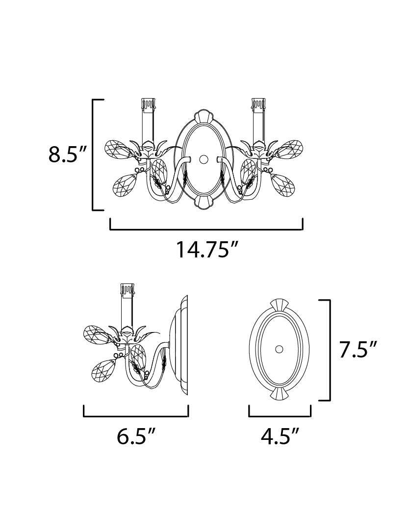 Maxim Elegante 2857EG Wall Sconce Light - Etruscan Gold