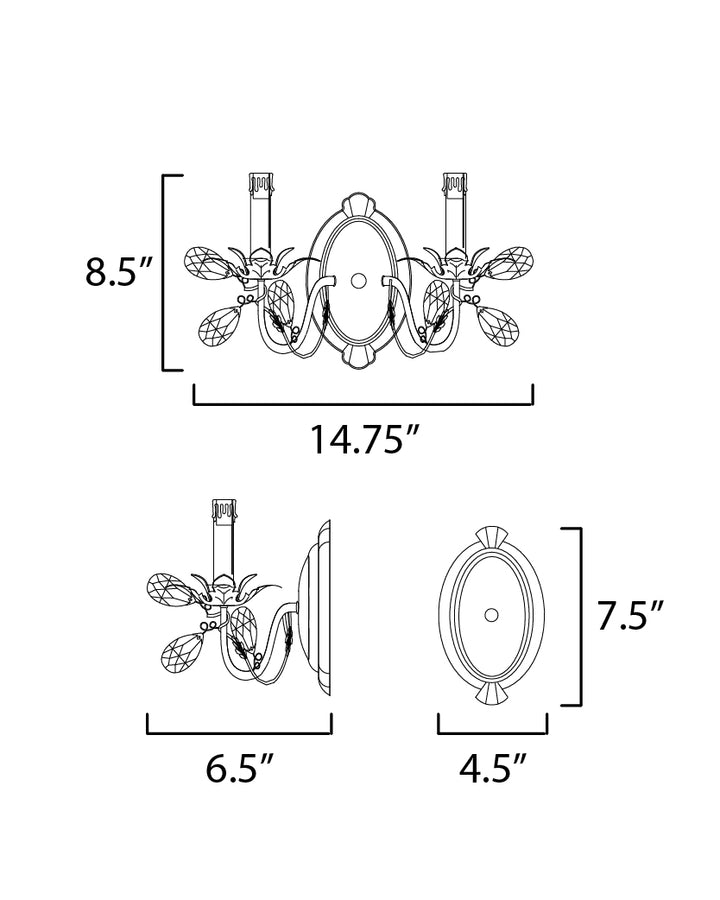Maxim Elegante 2857EG Wall Sconce Light - Etruscan Gold