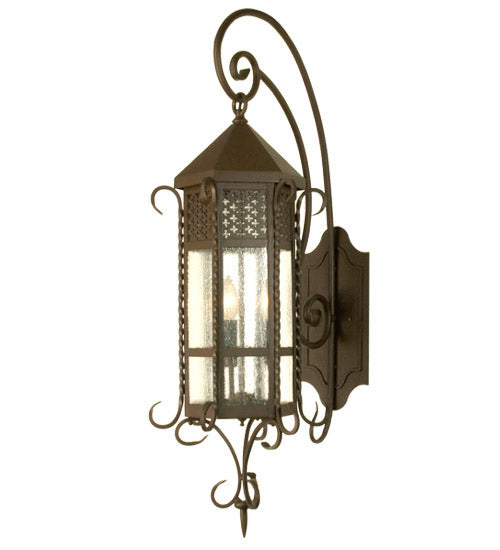 Meyda Tiffany Lighting 28665 Old London Three Light Wall Sconce Outdoor Bronze / Dark