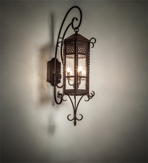 Meyda Tiffany Lighting 28667 Old London Three Light Wall Sconce Outdoor Bronze / Dark