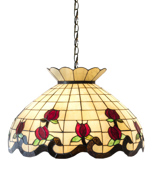 Meyda Tiffany Roseborder 28671 Pendant Light - Beige Burgundy Xag