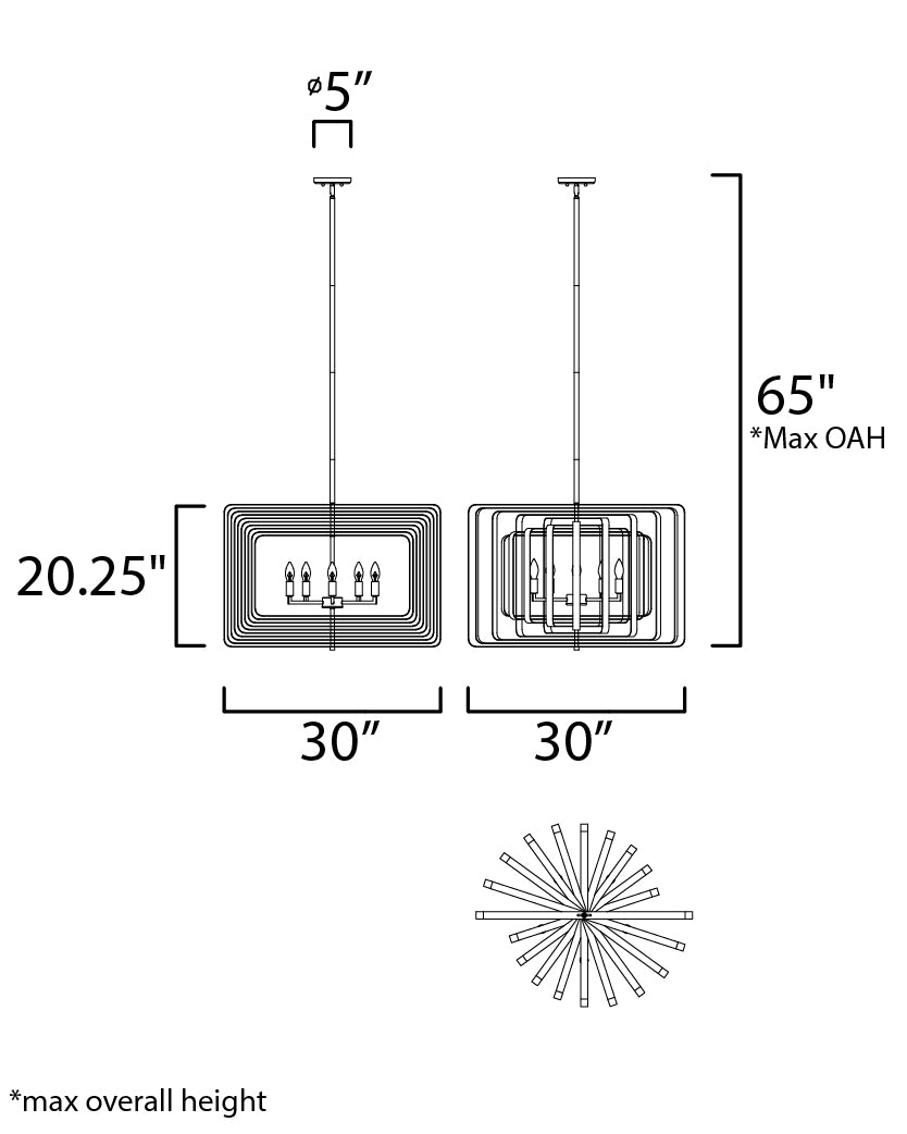 Maxim Radial 28677PNBK Chandelier Light - Polished Nickel / Black