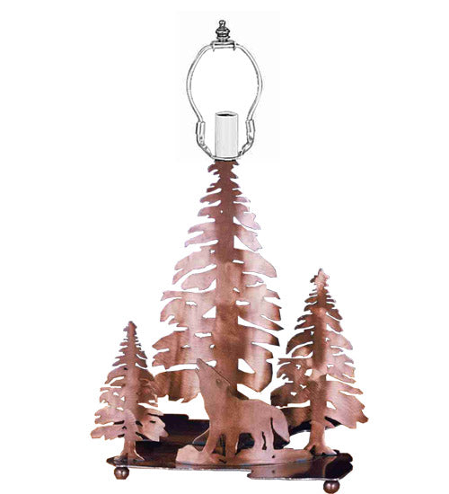 Meyda Tiffany Lighting 28730 Wolf On The Loose Two Light Table Base Hardware Utility Light Copper/Antique/Verde