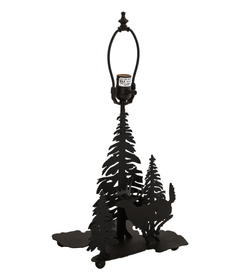 Meyda Tiffany Lighting 28732 Deer Through The Trees Two Light Table Base Utility Light Black