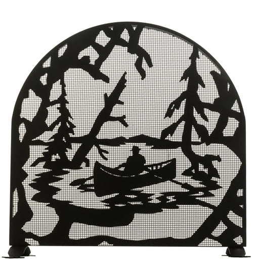 Meyda Tiffany Lighting 28741 Canoe At Lake Fireplace Screen Home Decor Black