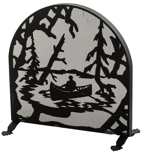 Meyda Tiffany Lighting 28741 Canoe At Lake Fireplace Screen Home Decor Black