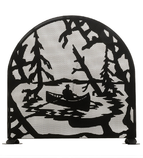 Meyda Tiffany Lighting 28741 Canoe At Lake Fireplace Screen Home Decor Black