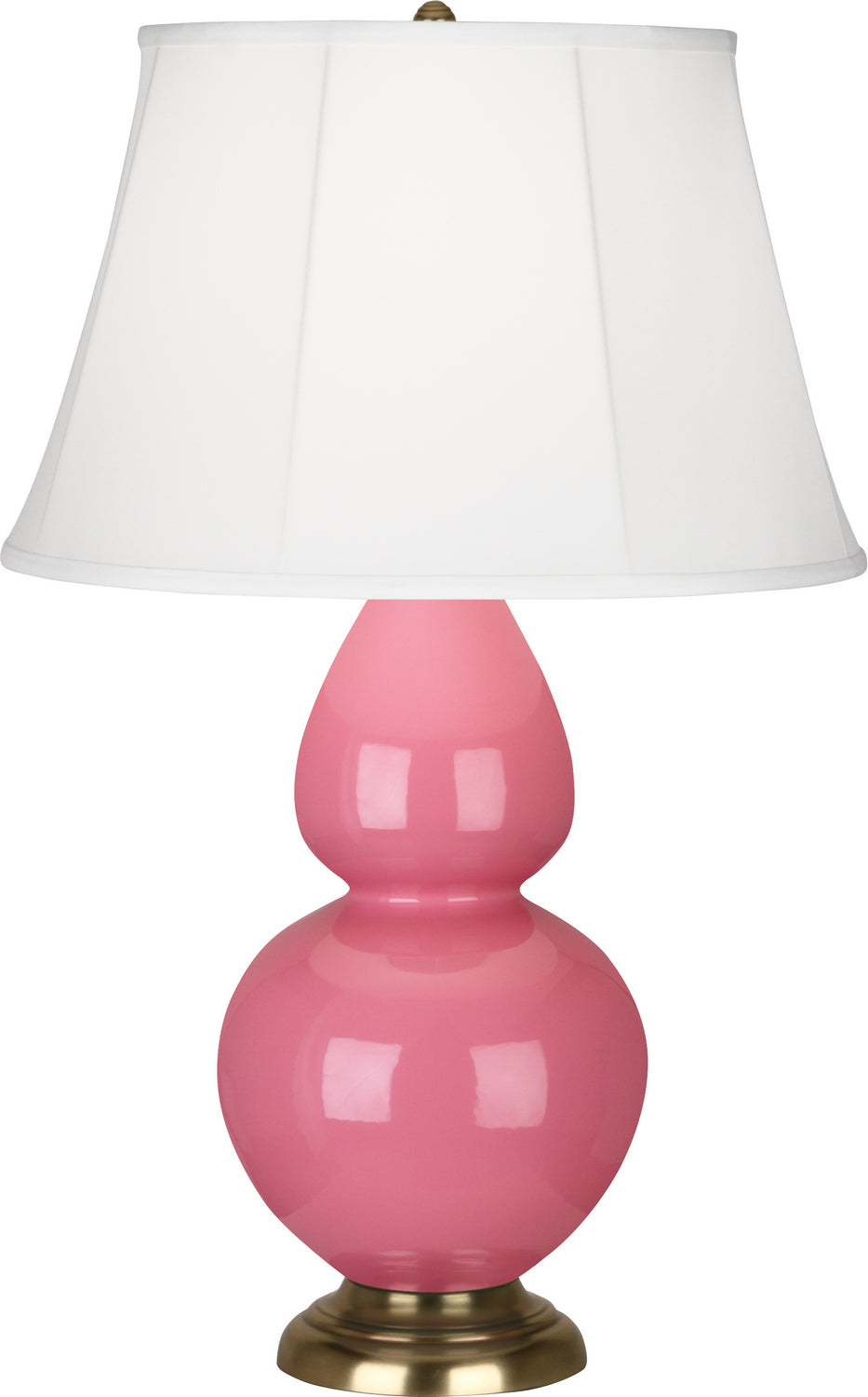 Robert Abbey Lighting 1607 Double Gourd Lamp Schiaparelli Pink Glazed W/Antique Natural Brass