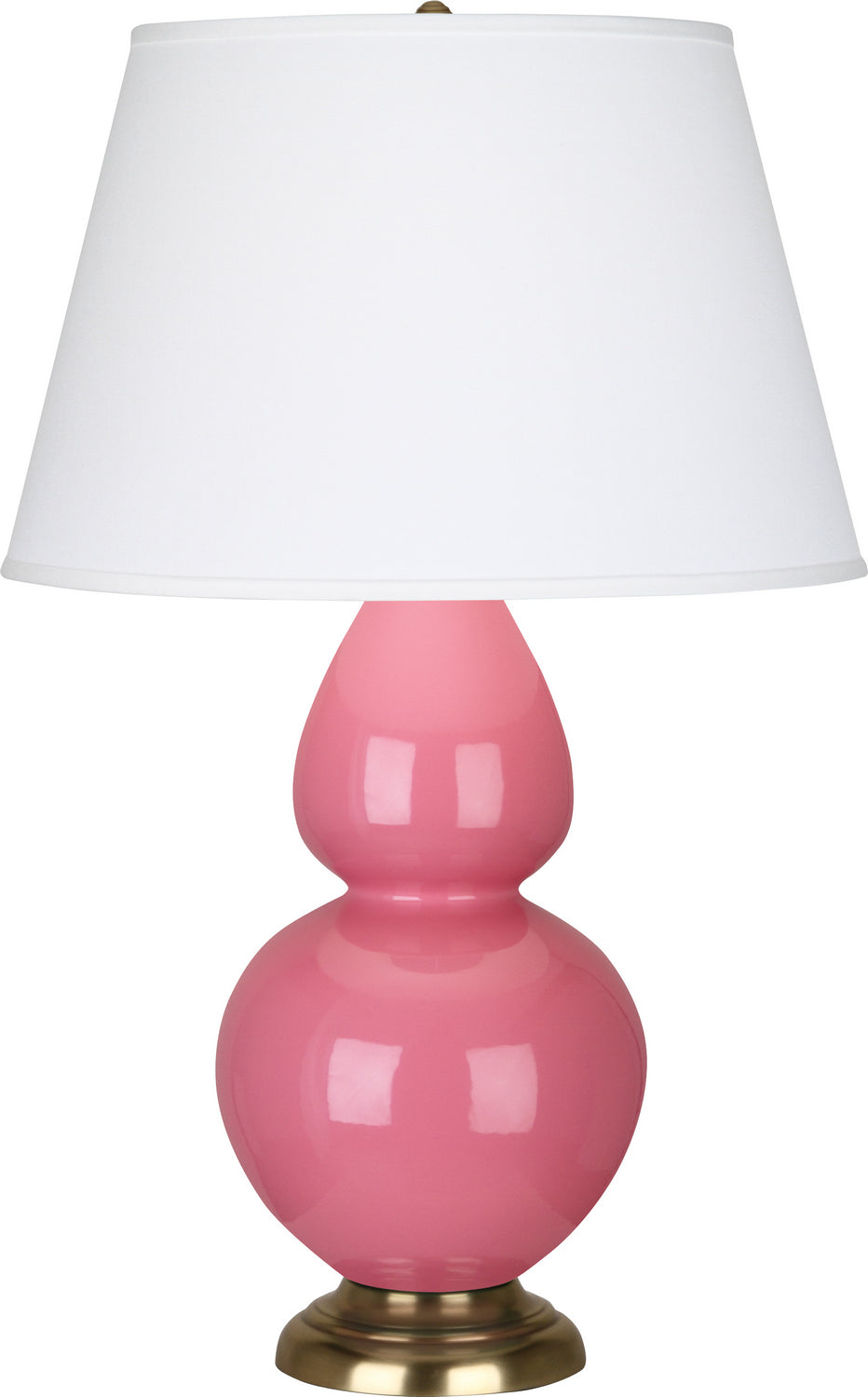 Robert Abbey Lighting 1607X Double Gourd Lamp Schiaparelli Pink Glazed W/Antique Natural Brass