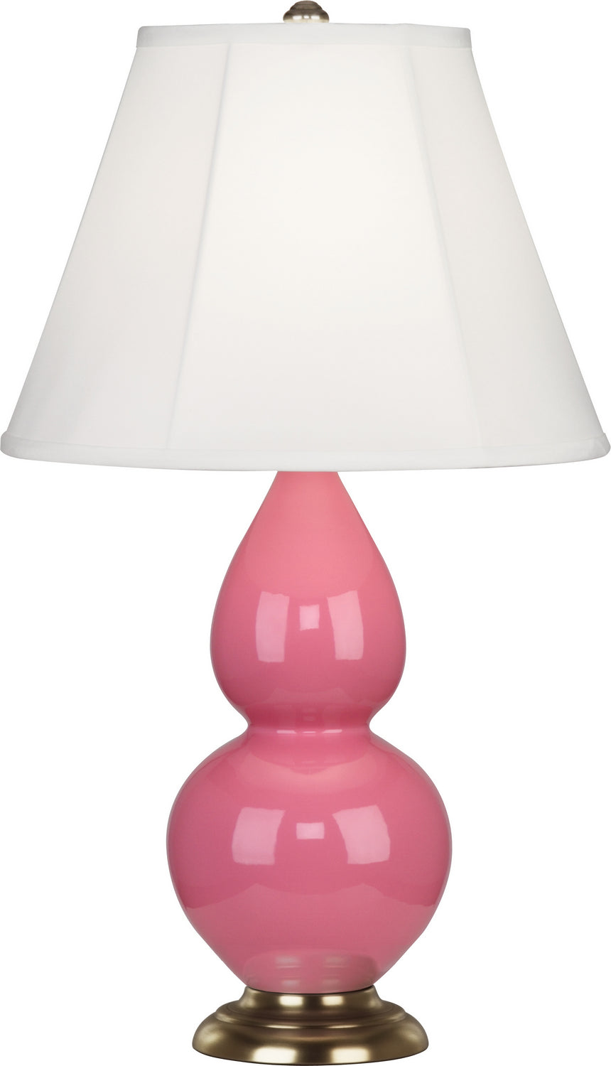 Robert Abbey Lighting 1617 Small Double Gourd Lamp Schiaparelli Pink Glazed W/Antique Natural Brass