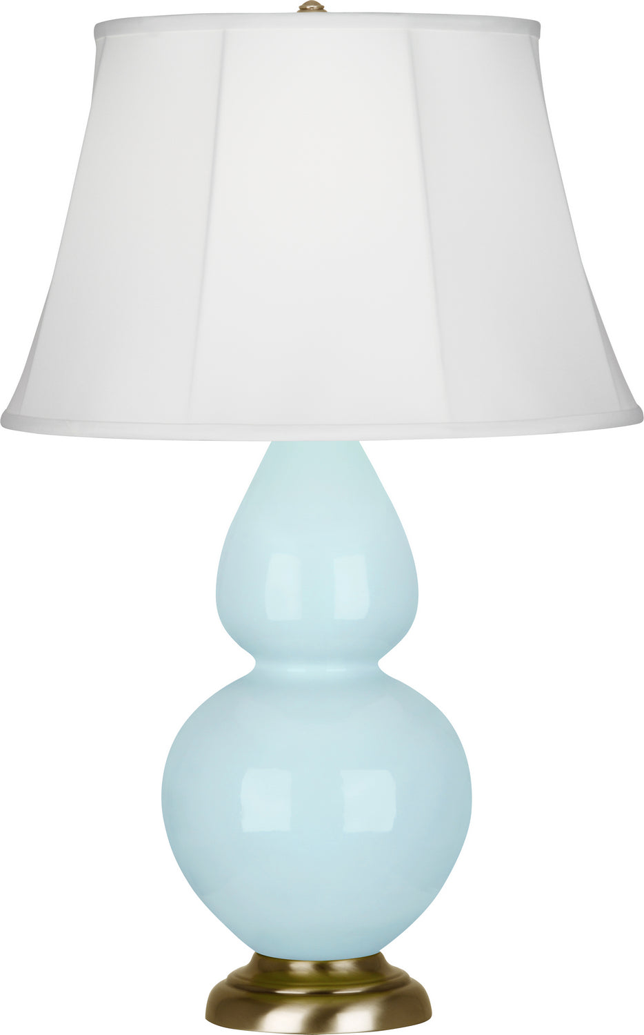 Robert Abbey Lighting 1666 Double Gourd Lamp Baby Blue Glazed W/Antique Natural Brass