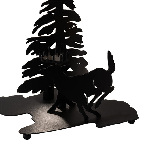 Meyda Tiffany Lighting 28797 Deer Through The Trees Two Light Table Base Lamp Black