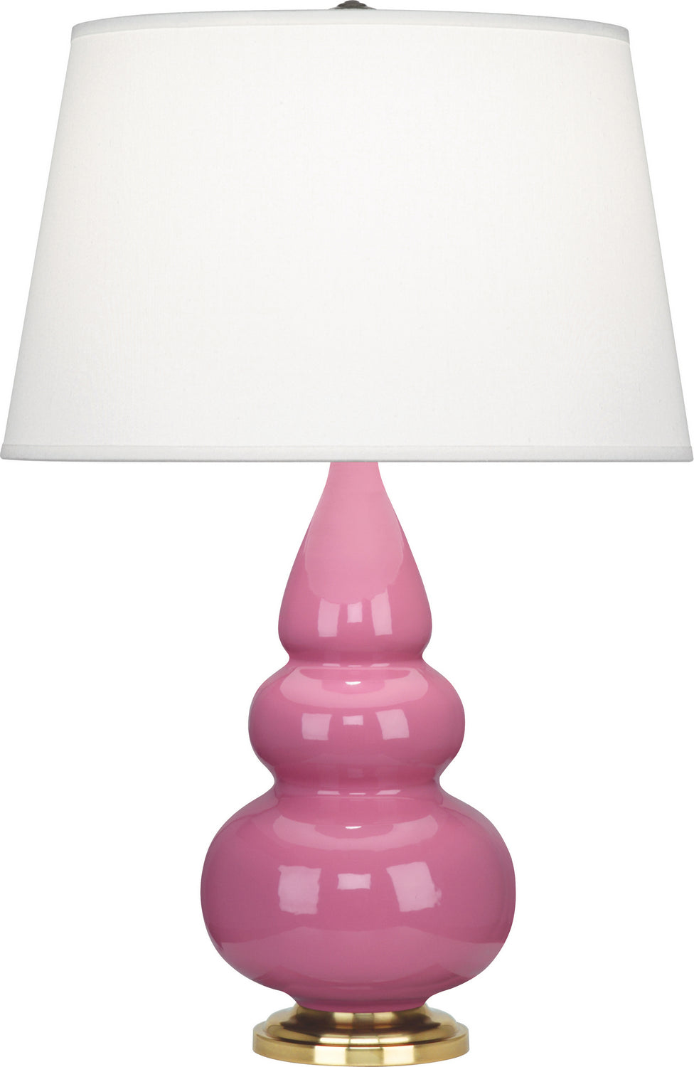 Robert Abbey Lighting 248X Small Triple Gourd Lamp Schiaparelli Pink Glazed W/Antique Natural Brass