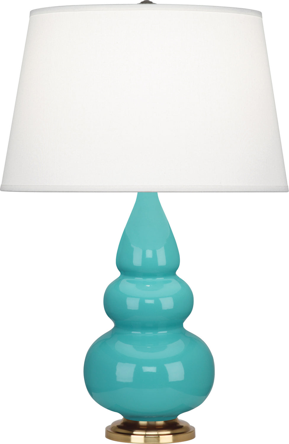 Robert Abbey Lighting 252X Small Triple Gourd Lamp Egg Blue Glazed W/Antique Natural Brass