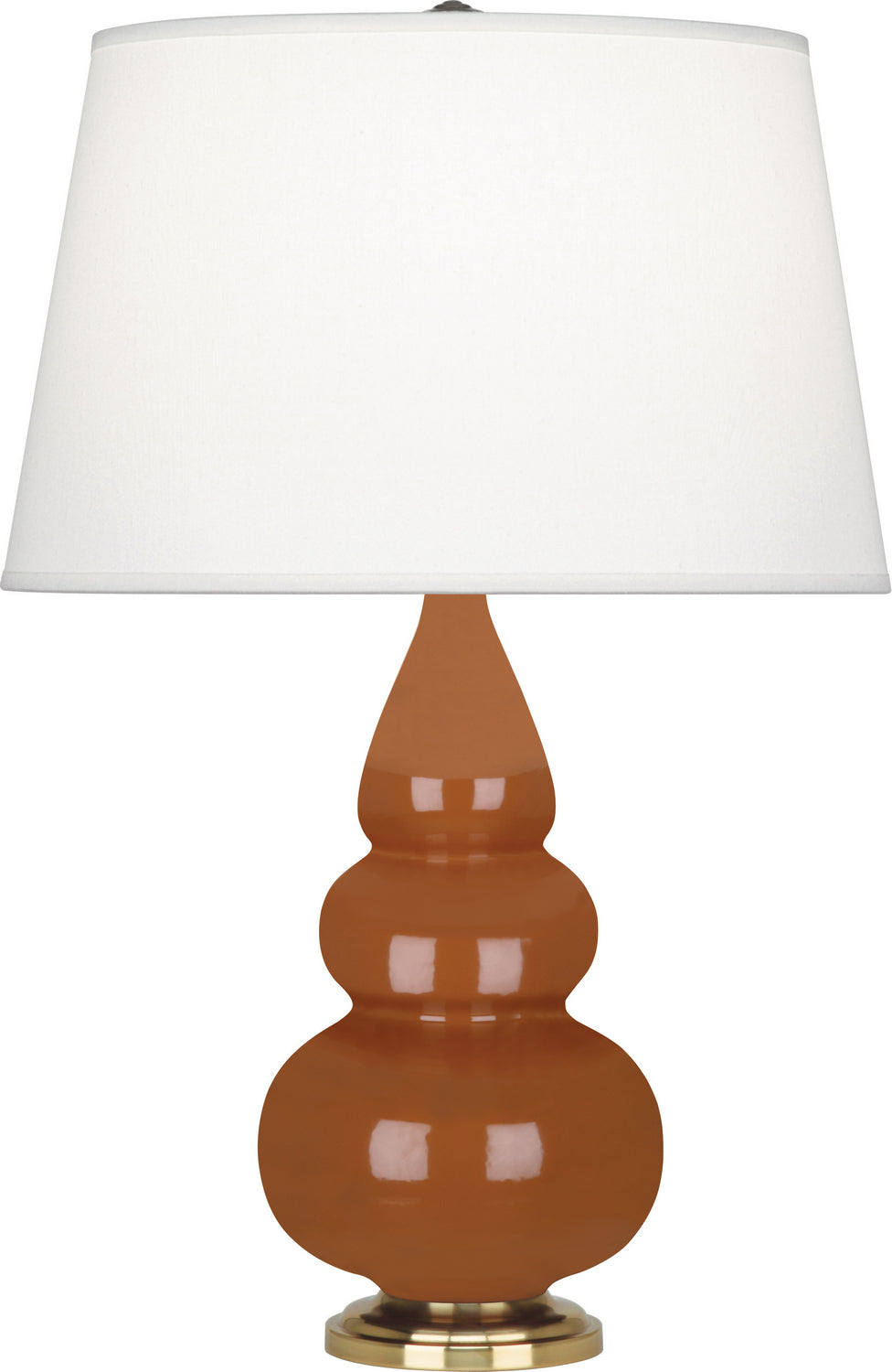 Robert Abbey Lighting 255X Small Triple Gourd Lamp Cinnamon Glazed W/Antique Natural Brass