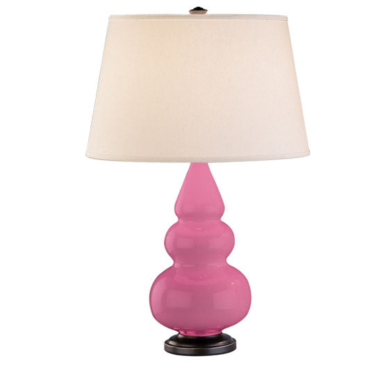 Robert Abbey Lighting 268X Small Triple Gourd Lamp Schiaparelli Pink Glazed W/Deep Patina Bronze