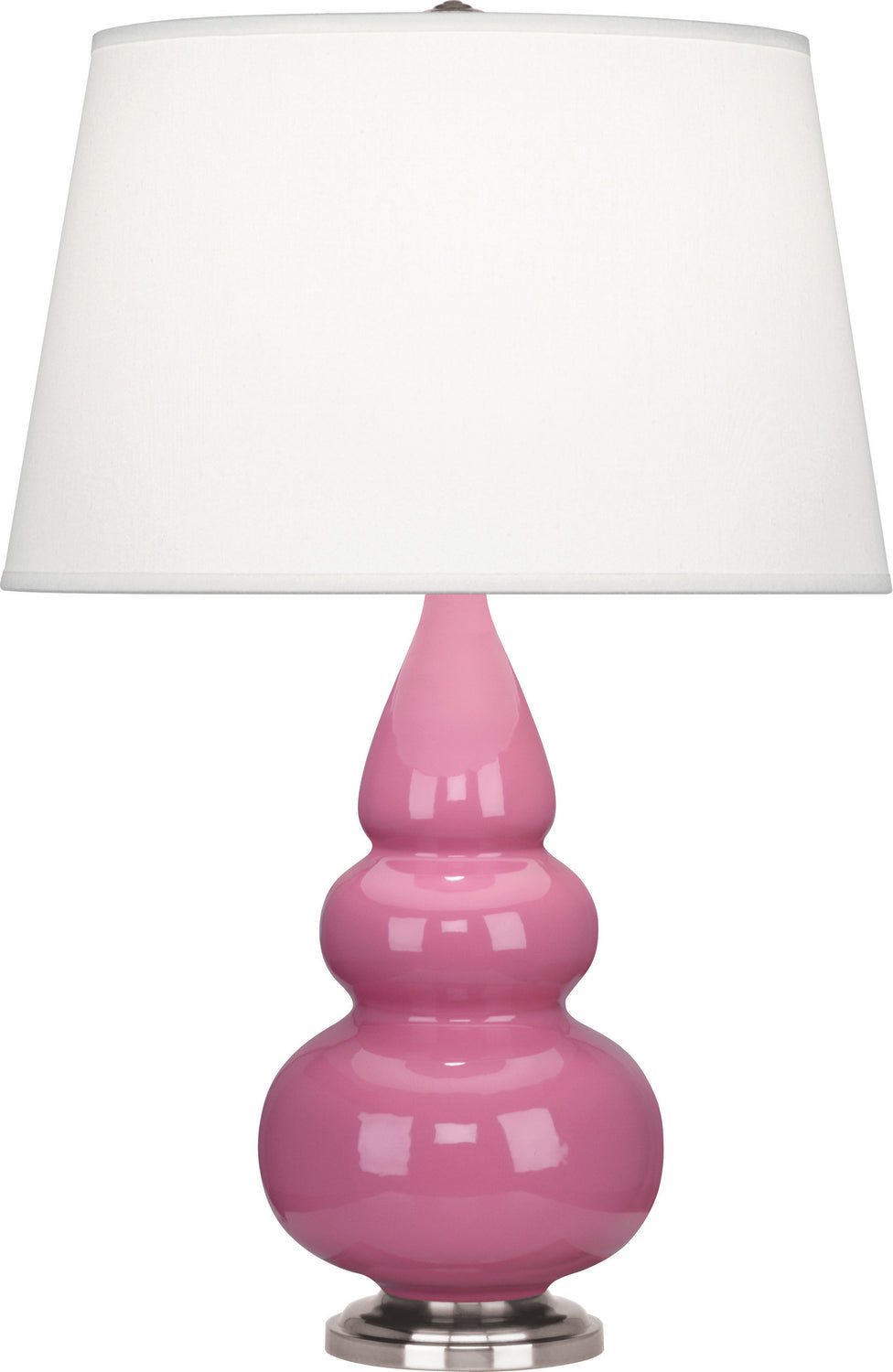 Robert Abbey Lighting 288X Small Triple Gourd Lamp Schiaparelli Pink Glazed W/Antique Silver