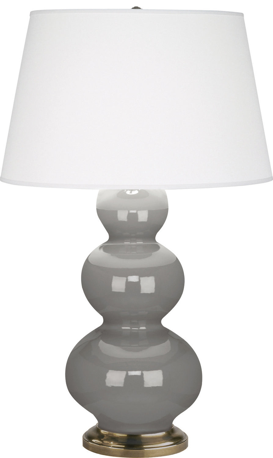 Robert Abbey Lighting 319X Triple Gourd Lamp Smoky Taupe Glazed W/Antique Natural Brass