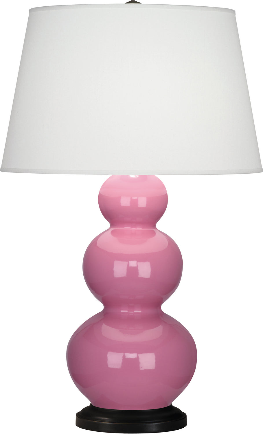 Robert Abbey Lighting 338X Triple Gourd Lamp Schiaparelli Pink Glazed W/Deep Patina Bronze