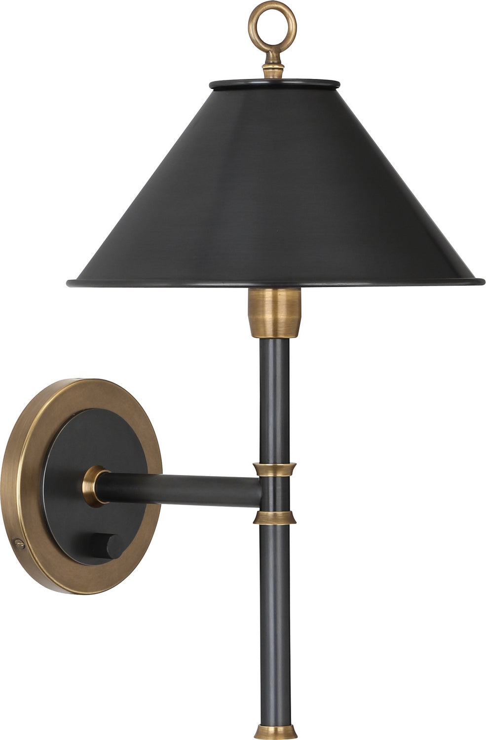 Robert Abbey Aaron 646 Wall Sconce Light - Deep Patina Bronze w/ Warm Brass and Metal Shade