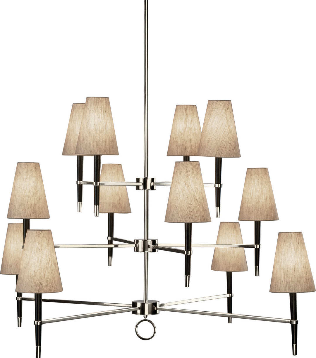 Robert Abbey Jonathan Adler Ventana PN674 Chandelier Light - Ebonyed Wood w/Polished Nickeled