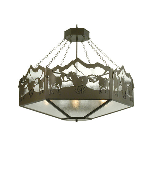 Meyda Tiffany Running Horses 28985 Pendant Light - Timeless Bronze