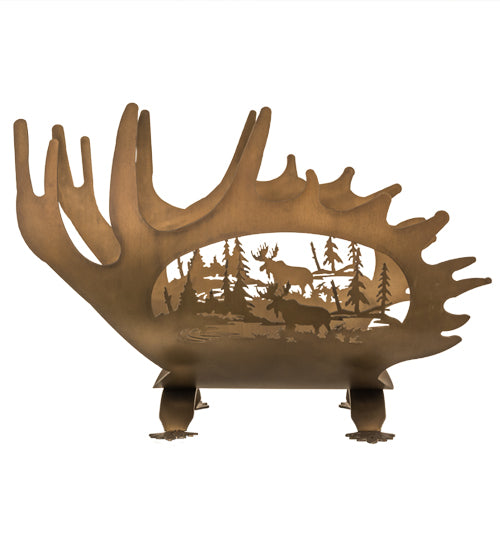 Meyda Tiffany Lighting 29076 Moose Antler Log Holder Home Decor Copper/Antique/Verde